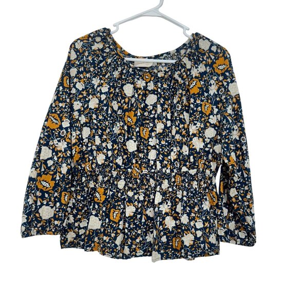Universal Thread Womens Boho Floral 3/4 Sleeve Smocked Waist Peplum Top M - Picture 1 of 11